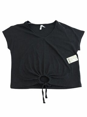 Mudd Black V-Neck Drawstring Crop Top